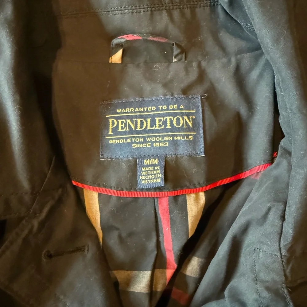Pendleton Black Classic Trench Coat w/ Plaid Lining - Picture 6 of 7
